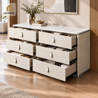 Commode à 6 tiroirs HarmTai 140 cm, commode de chambre à coucher en pierre, armoire de rangement moderne minimaliste, coins arrondis