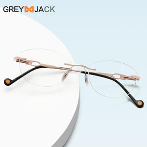 Monturas de Gafas Ovaladas sin Aro Gris Jack, Metálicas, Anti Luz Azul, Unisex, Lentes de PC, Diseño Wenzhou - Product Image 4