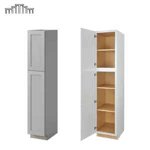 Building Modular Furniture Wholesale Natural Wood MDF Soft Close Automatic Painting Tall Kitchen Pantry Cabinet