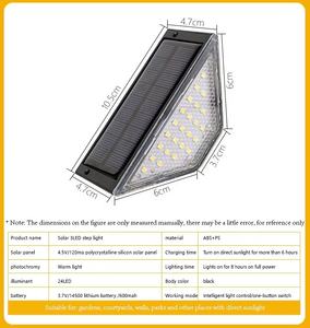 Blanco cálido triángulo patio impermeable <span class=keywords><strong>pie</strong></span> Pedal pasarela luz <span class=keywords><strong>Solar</strong></span> Led escalera paso esquina luz noche Sensor lámpara al aire libre - Product Image 6
