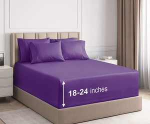 Ensemble de draps super doux 100% polyester, 1800 fils, draps égyptiens de luxe, adaptés aux matelas de 18 à 24 pouces - Product Image 1