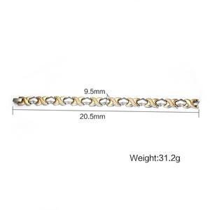 Pulsera de Energía de Acero Inoxidable con Corazón Sólido Plateado y Dorado con Logotipo ECAMAZ, con Chapado en Oro de 24K Personalizado, Unisex, para el Cuidado de la Salud y Adelgazamiento - Product Image 2