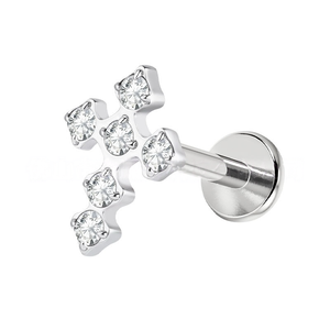 316L Edelstahl Zirkonia Piercing-Ohrringe Tragus Helix Daith Lobe Devil Flat Back Ohr-Nasen-Piercing Labret Körperschmuck - Product Image 6