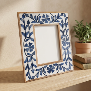 Cadre photo décoratif en os incrusté fait main de haute qualité, moderne, noir, pour table, provenant d'Inde par Taqi Craft - Product Image 1