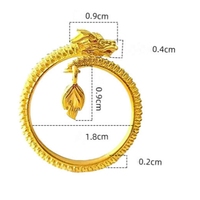 Bague ajustable vintage en cuivre avec dragon chinois et accent en strass, taille unique, cadeau idéal