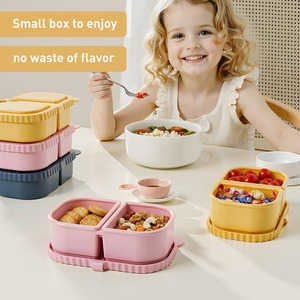 Silicone Bento Hộp Ăn Trưa trẻ em container thực phẩm bị rò rỉ bằng chứng lò vi sóng an toàn Bento Box với khoang cho các trường học văn phòng người lớn - Product Image 2