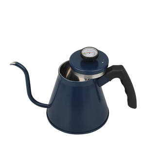 Bouilloire à café en acier inoxydable de qualité supérieure de 1,2 L avec thermomètre intégré – Cafetière à bec verseur bleu marine mat - Product Image 6