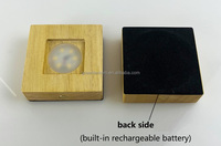 8cm LED Base en bois intérieure 42/52/62mm USB Rechargeable Base de lumière en bois carré LED veilleuse présentoirs pour ornements en cristal