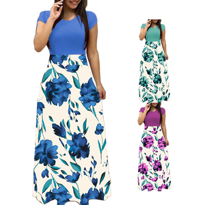 Vestido Maxi Floral Elegante con Parches a la Moda 2026, Vestido <span class=keywords><strong>de</strong></span> Verano para Damas, Tallas Grandes, <span class=keywords><strong>Vestidos</strong></span> Africanos para Mujer - Product Image 3