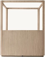 Lit double à baldaquin en bois de chêne de luxe, taille classique, dernier design, artisanal, haut de gamme, élégant et simple, pour chambre à coucher