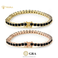 Bracelet de Tennis Hip Hop en Argent Sterling 925 2mm-6mm VVS Moissanite Diamant Noir Moissanite Bracelets et Bracelets