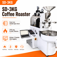 Tostador de Café a Gas Yoshan de 3 kg, Máquina Tostadora de Café Artesanal de Doble Tambor de Hierro Fundido para Tostadas de 2-3 kg, para Uso en Cafeterías y Tostadores de Café