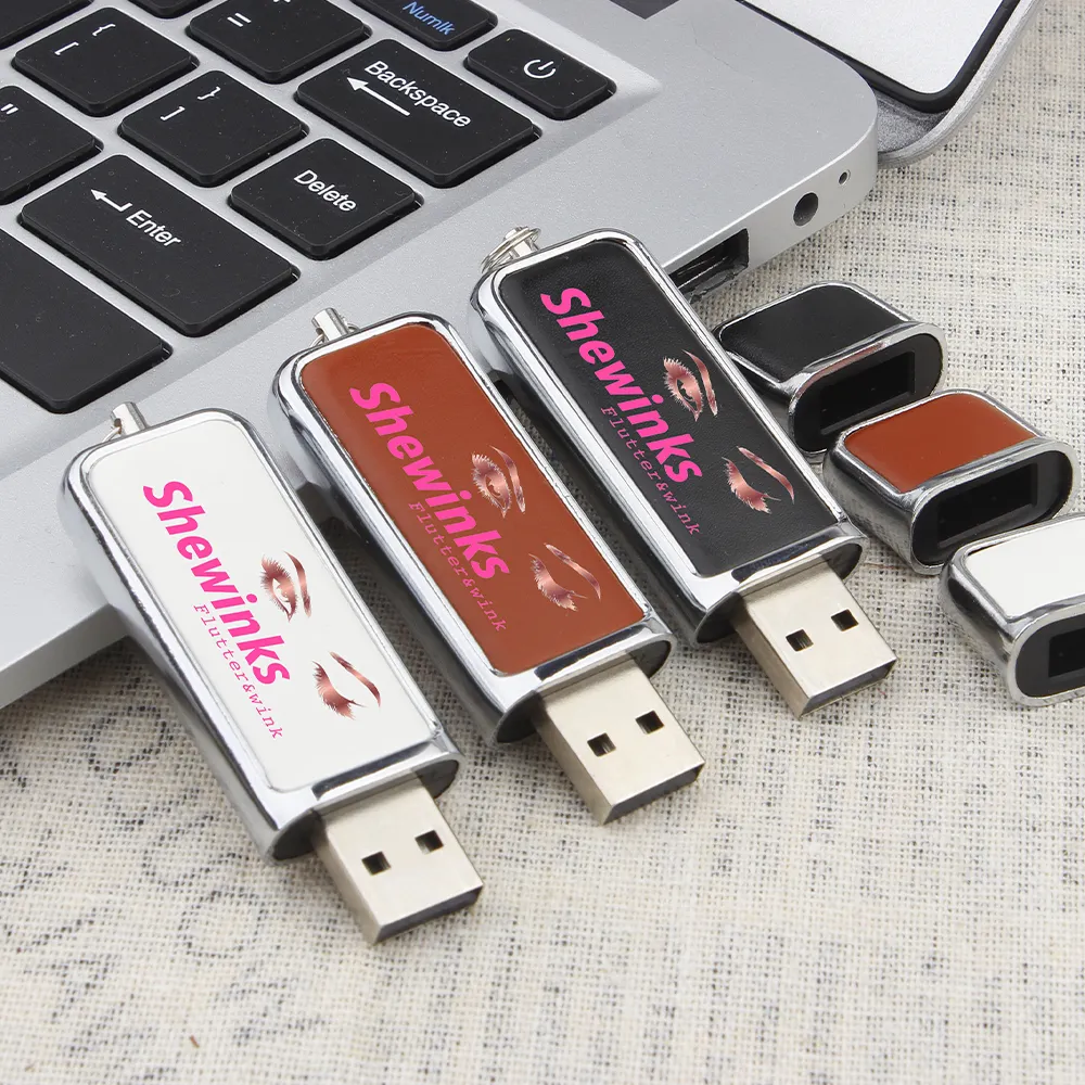 Chiavetta USB personalizzata in pelle 2.0 3.0 con portachiavi 64 Gb 32gb pen Drive disco u generale cles memoria Flash chiavetta Usb