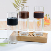 Tasses à thé en verre à double paroi de 280 ml (11 oz, 14 oz) au design oriental, résistantes à la chaleur, en verre borosilicate, avec infuseur et cordelette
