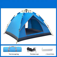 Tentes de camping extérieures imperméables pour 3-4 personnes, double couche, entièrement automatiques, en tissu imperméable avec revêtement argenté, pop-up