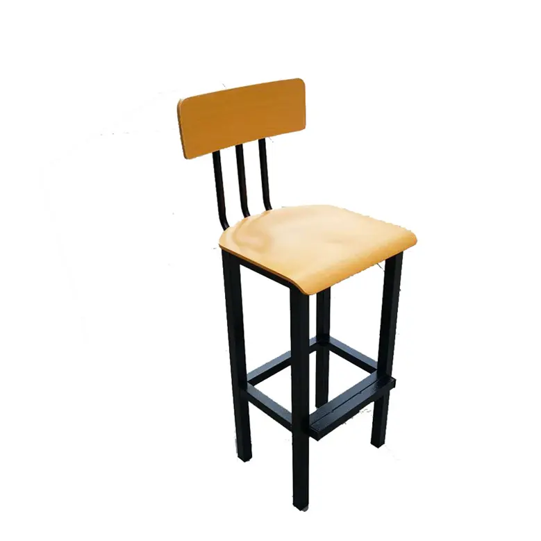 Sgabelli da Bar in metallo Set di 4 sedie da appoggio con schienale alto sgabelli da pranzo da cucina sedia da Bar con piano in legno giallo