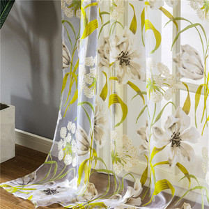 Voile <span class=keywords><strong>Imprimé</strong></span> Décoration De Fenêtre Tissu Rideau <span class=keywords><strong>Voilage</strong></span>//Offre Spéciale Directe D'usine Fleur Tropicale Polyester Fenêtre Plate - Product Image 4