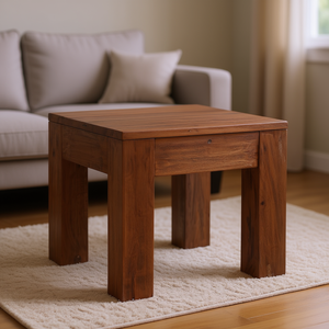 Tavolino da Caffè in Legno Massello di Mogano Marrone Rustico per Soggiorno - Product Image 2