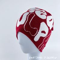 Topi Rajut Jacquard Motif Alfabet, Topi Beanie Tebal Gaya Yuppie, Topi Rajut Hangat Hip Hop untuk Pria