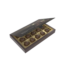 Boîte à chocolat en carton rigide personnalisée à 12 compartiments, boîte à macarons, boîte cadeau de fête, papier texturé gaufré, boîte à confiserie vide