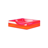 5.25x5.25x1.375 pouces 8.5x8.5x2.125 pouces bol à bonbons néon rose avec Logo imprimé plat à bonbons en acrylique AVF PMMA plateau à noix Fluorescent
