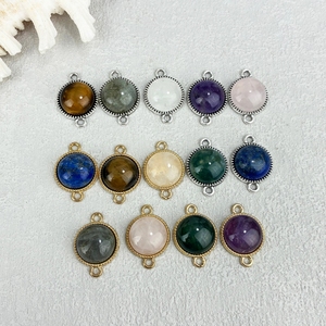 金メッキDIYクラシックスタイルジュエリー作りアクセサリー天然石ローズ石英ラブラドライトペンダントネックレスブレスレットコネクタ - Product Image 1