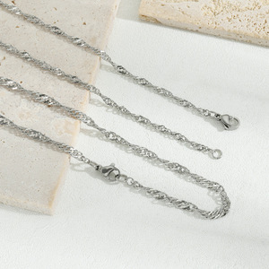 Collares de Cadena de Acero Inoxidable Antideslustre de 2mm con Diseño de Onda de Agua, Cadenas Largas de Oro de 18k, Diseños de Moda, Collares de Cadena Estilo Singapur - Product Image 3