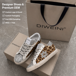 Scarpe di Lusso Firmate per Uomo e Donna, Alta Qualità, Stampa Leopardata, Glitter <span class=keywords><strong>Argento</strong></span>, Sneakers da Passeggio, Nuova Collezione - Product Image 1