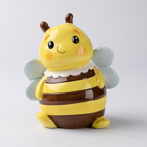 Tarro de almacenamiento de galletas de cerámica de <span class=keywords><strong>colmena</strong></span> de abeja amarilla 3D, hecho a mano personalizado - Product Image 2