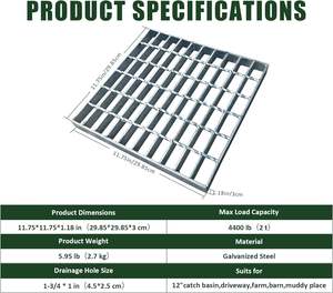 כבד נירוסטה לתפוס אגן מגרדת ניקוז עמיד ניקוז עמיד לכיסוי חצר מדרכה - Product Image 2