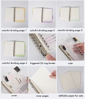 Carnet personnalisé A5 avec couverture en papier offset, onglet de style imprimé, pages de séparation, 30 anneaux et recharges de papier avec logo personnalisé