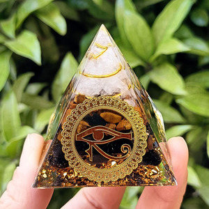 Pyramide en résine Kogiya Crystal Pebble, ornement de bureau, décoration intérieure, cadeau, gravure laser, cristal blanc, œil de tigre, obsidienne - Product Image 1