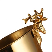 Design créatif de luxe en acier inoxydable or et argent tête de cerf seau à glace vin Champagne seau bar KTV