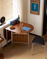 Modernes Klappbares Esstisch-Set aus Sinterstein Ovaler Mid-Century Holz-Ausziehtisch für Kleine Haushalte