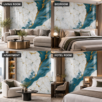 Revêtement mural auto-adhésif en marbre blanc et vert sarcelle doré 1,2x3m 2,3mm IXPE pour projets de rénovation d'appartements