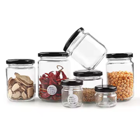 Bocaux en verre personnalisés en gros vides de 30 ml à 1000 ml pour le stockage du miel et de la confiture avec des couvercles en fer blanc doré et noir