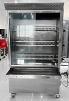 Machine à Snacks 6 Broches, Grills à Poulet au Gaz en Acier Inoxydable, Four Rôtissoire Automatique Multifonctionnel