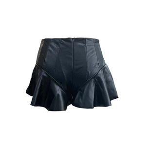 Womens Bottoms Stylish High Waist Sexy Mini Leather <strong>Skirts</strong> for Ladies Summer Woman PU <strong>Black</strong> <strong>Pleated</strong> <strong>Skirt</strong> - Product Image 3