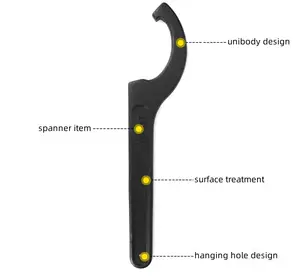 Black Square Head Hole Adjustable Universal Wrench Spring Preload Adjustable C Hook Spanner Wrench