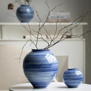 Jingdezhen Vintage <span class=keywords><strong>Poterie</strong></span> Rustique Style Zen Grand Vase Maisons D'hôtes Restaurants Usage Domestique Bleu Champ Mer-Style Antique Hydroponique - Product Image 3