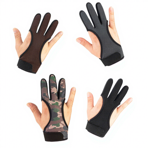Gant de tir à l'arc sur mesure camouflage à 3 doigts, en cuir antidérapant avec pointes renforcées pour la protection du doigt et de la corde de l'arc - Product Image 3