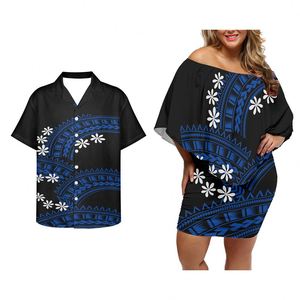 Vestido corto femenino de verano con estampado Tribal y hombros descubiertos, minivestido Sexy de fiesta para parejas - Product Image 4