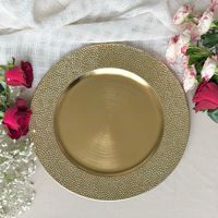 100 assiettes de présentation en métal argenté, noir et or, en plastique, de 13 pouces, en vrac, pour mariage