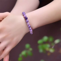 Nouveautés Bracelets élastiques en Lepidolite violette naturelle de 8 mm pour femmes en solde