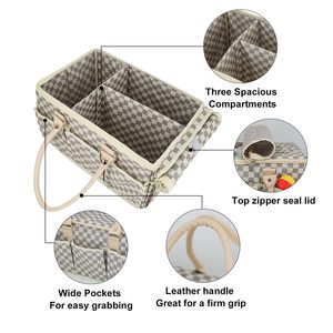 Organisateur de couches en polyester portable élégant avec couvercle peu encombrant Registre de bébé Sac fourre-tout préféré Style Panier de pique-nique - Product Image 4