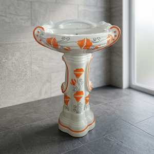 Lavabo con columna de resina transparente minimalista moderno, lavabo de diseño para baño de Hotel, lavabo de pie de suelo todo en uno - Product Image 6