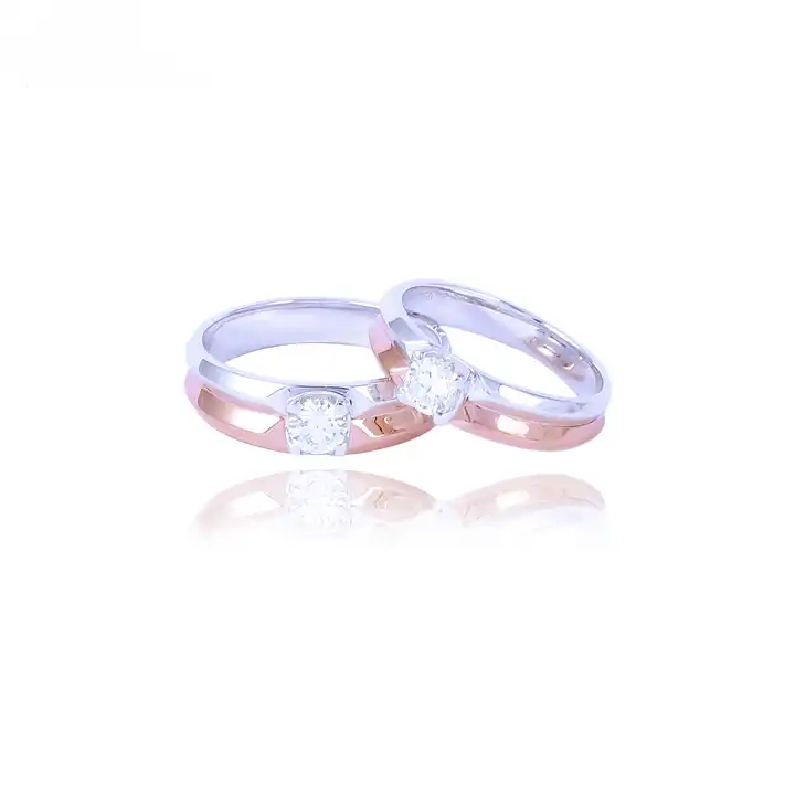 Platinum & Rose Gold Couple Rings with Diamonds JL PT 998-RG
