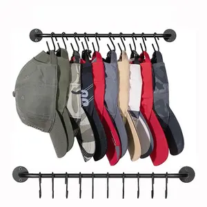 DS3047 Metal Holder Wall-Mounted Display For Closet Door Entryroom Laundry Hat Rack For Baseball Cap Organizer Hanger With Hooks