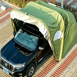 Auvent de voiture extérieur semi-automatique Amas, manuel, en acier inoxydable, pliable, rétractable, imperméable, durable, avec revêtement PVC/PU, toit en arche - Product Image 3