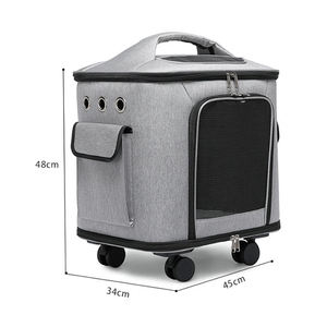 Sac de transport pour animaux de compagnie haut de gamme avec roulettes, design en maille respirante, sac de voyage pour chat et chien, poignée télescopique, chariot de transport portable pour animaux de compagnie - Product Image 6